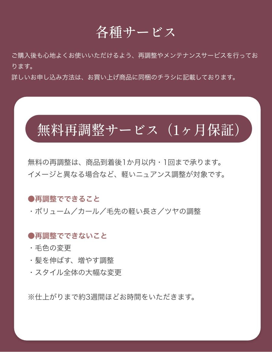 パーソナルフィットウィッグ　 似合わせウイッグ セット