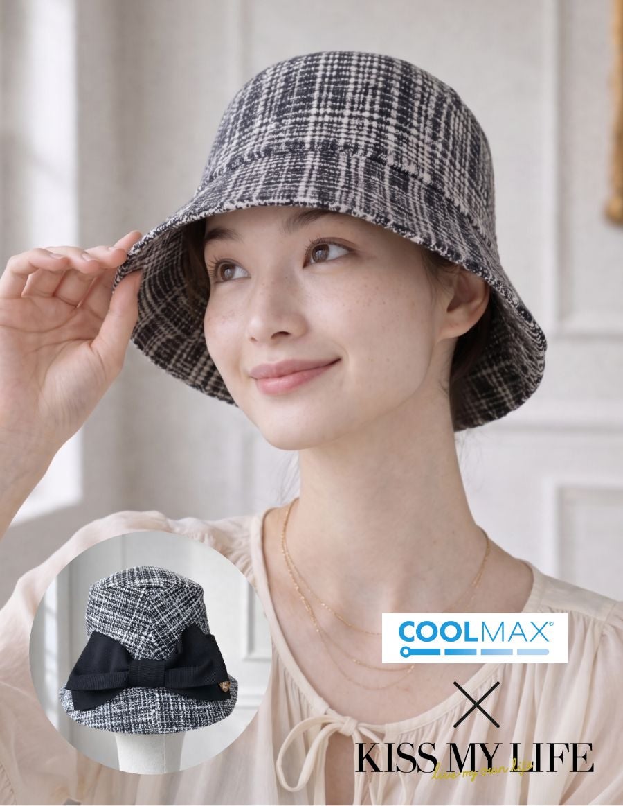 医療用帽子(ケア帽子) -Brigitte-つば付きタイプ/ソフトツイードリボン/クールマックス仕様