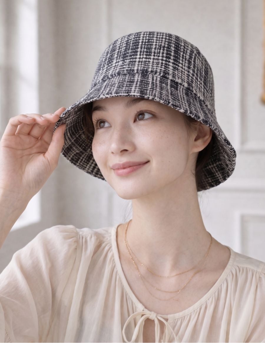 医療用帽子(ケア帽子) -Brigitte-つば付きタイプ/ソフトツイードリボン/クールマックス仕様