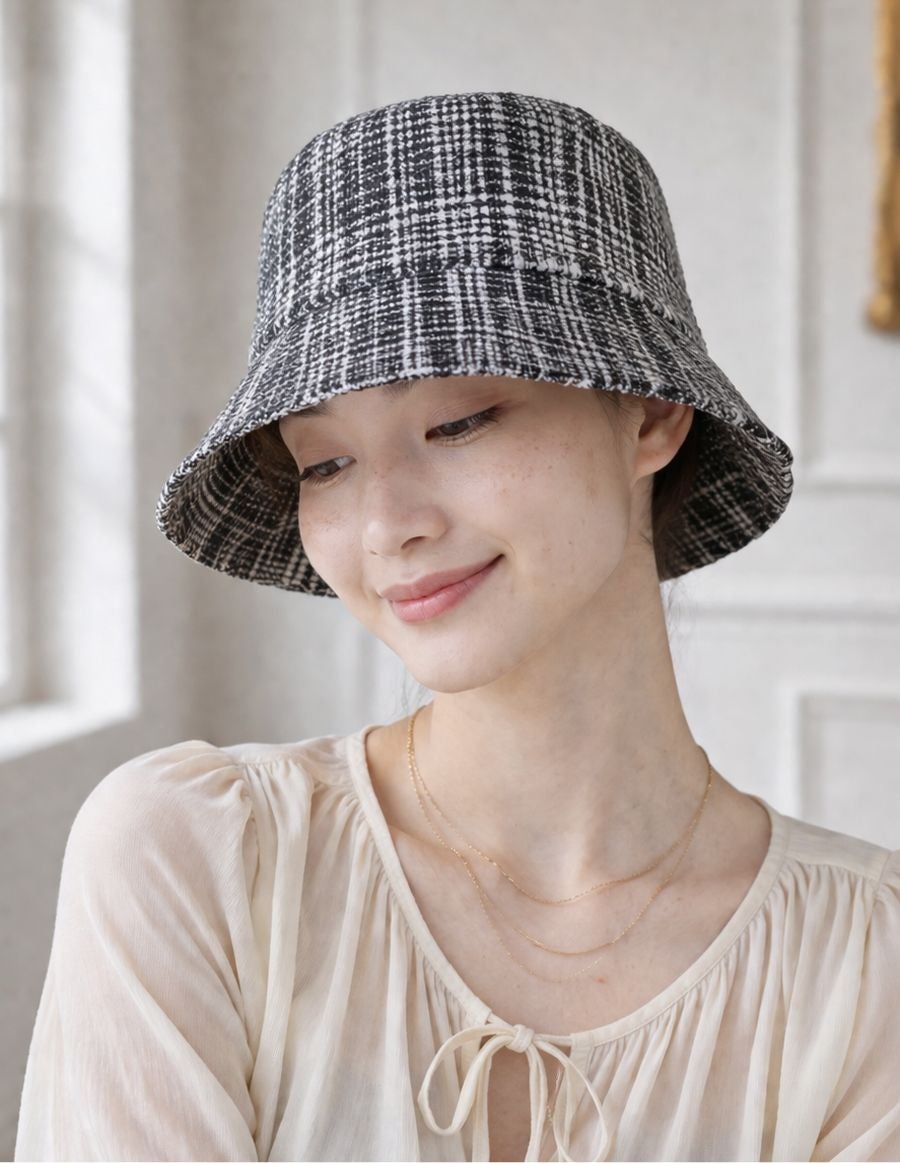 医療用帽子(ケア帽子) -Brigitte-つば付きタイプ/ソフトツイードリボン/クールマックス仕様