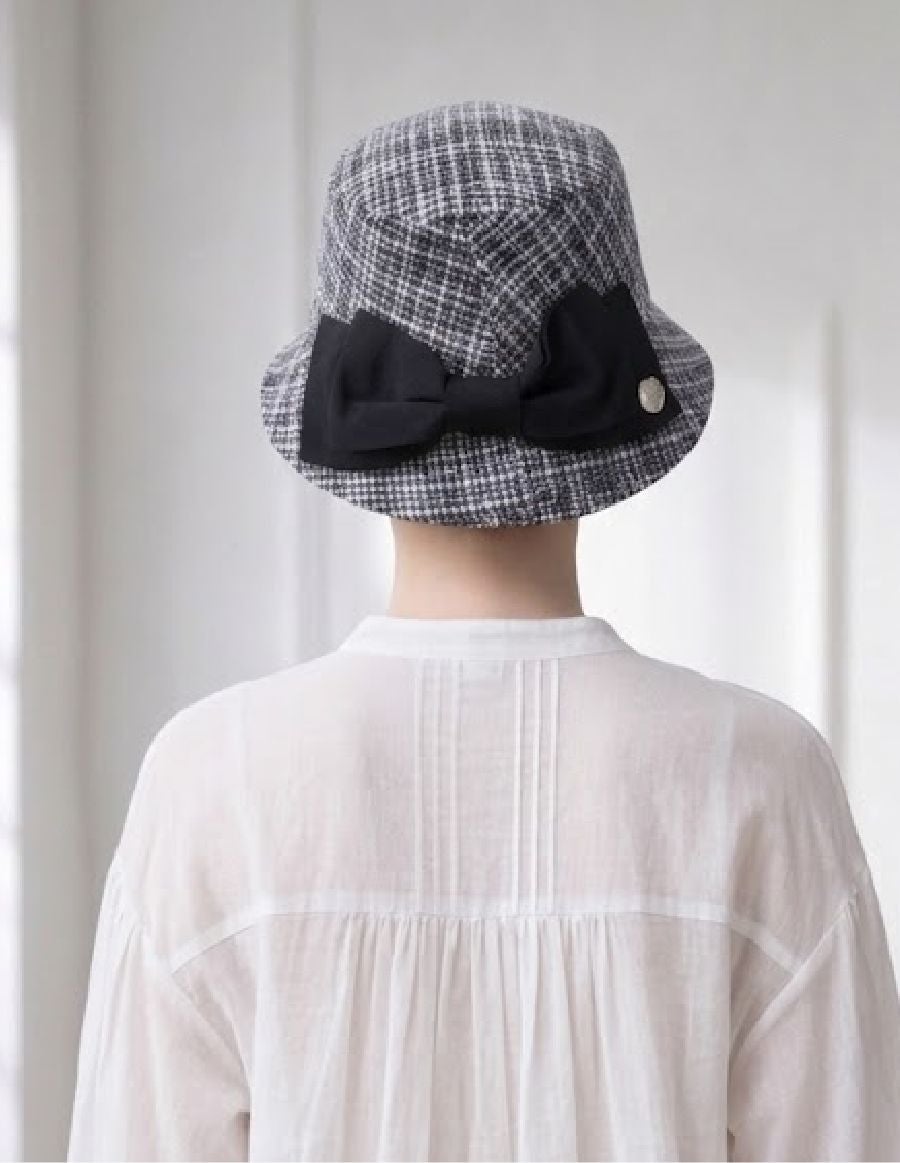 医療用帽子(ケア帽子) -Brigitte-つば付きタイプ/ソフトツイードリボン/クールマックス仕様