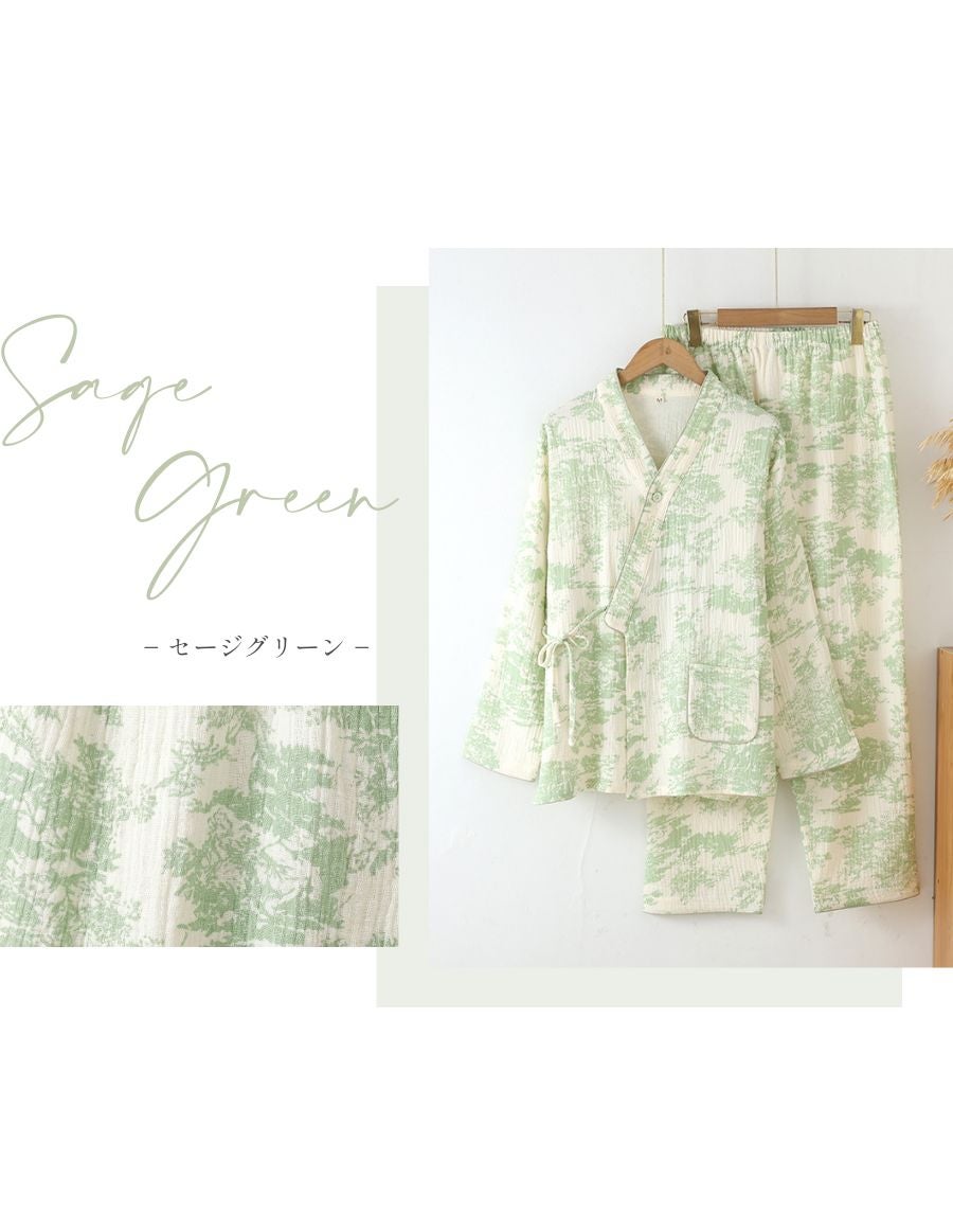  Wガーゼパジャマ　リラックスウェアParis Garden柄