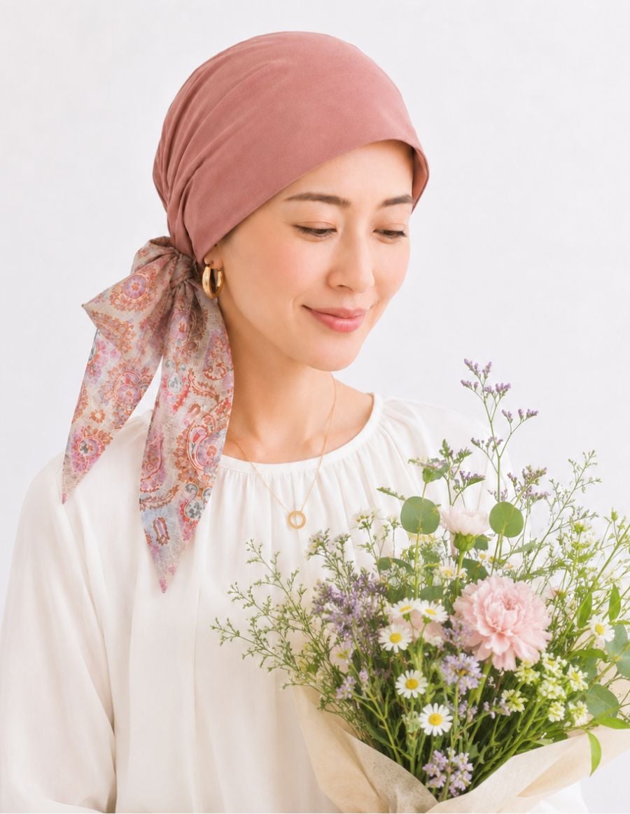  医療用帽子(ケア帽子) -Audrey LUXE- "10周年記念モデル" Bloom Paisley