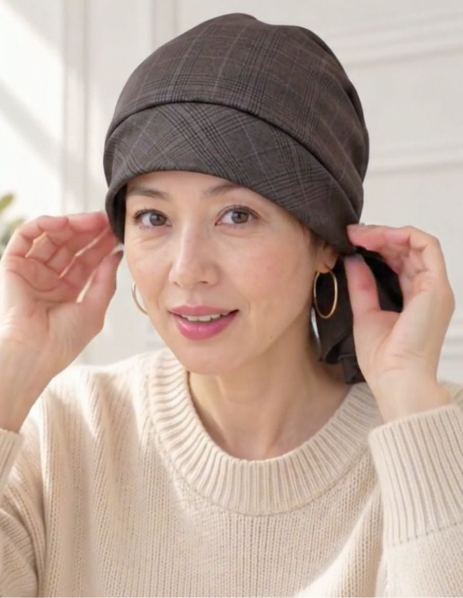 医療用帽子(ケア帽子) -Karina- バンダナタイプ/クラシックグレンチェック柄