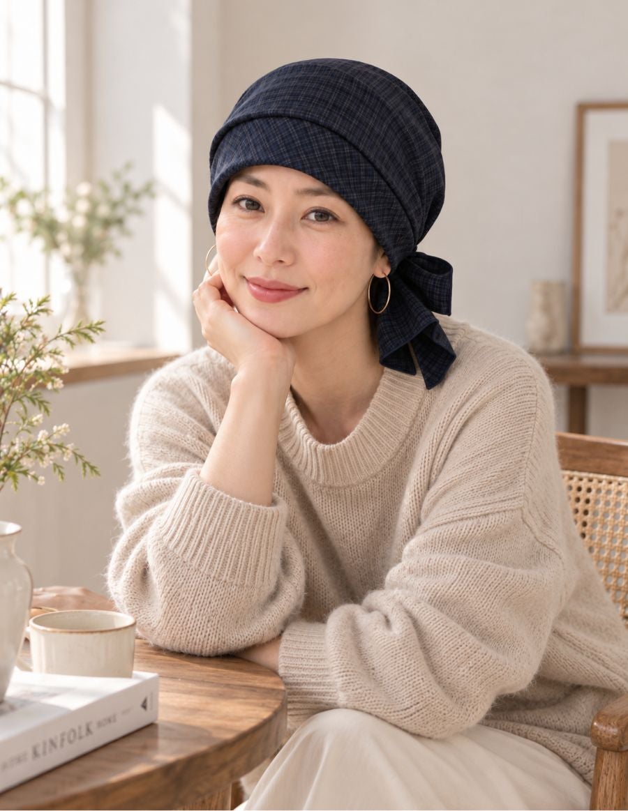 医療用帽子(ケア帽子) -Karina- バンダナタイプ/クラシックグレンチェック柄